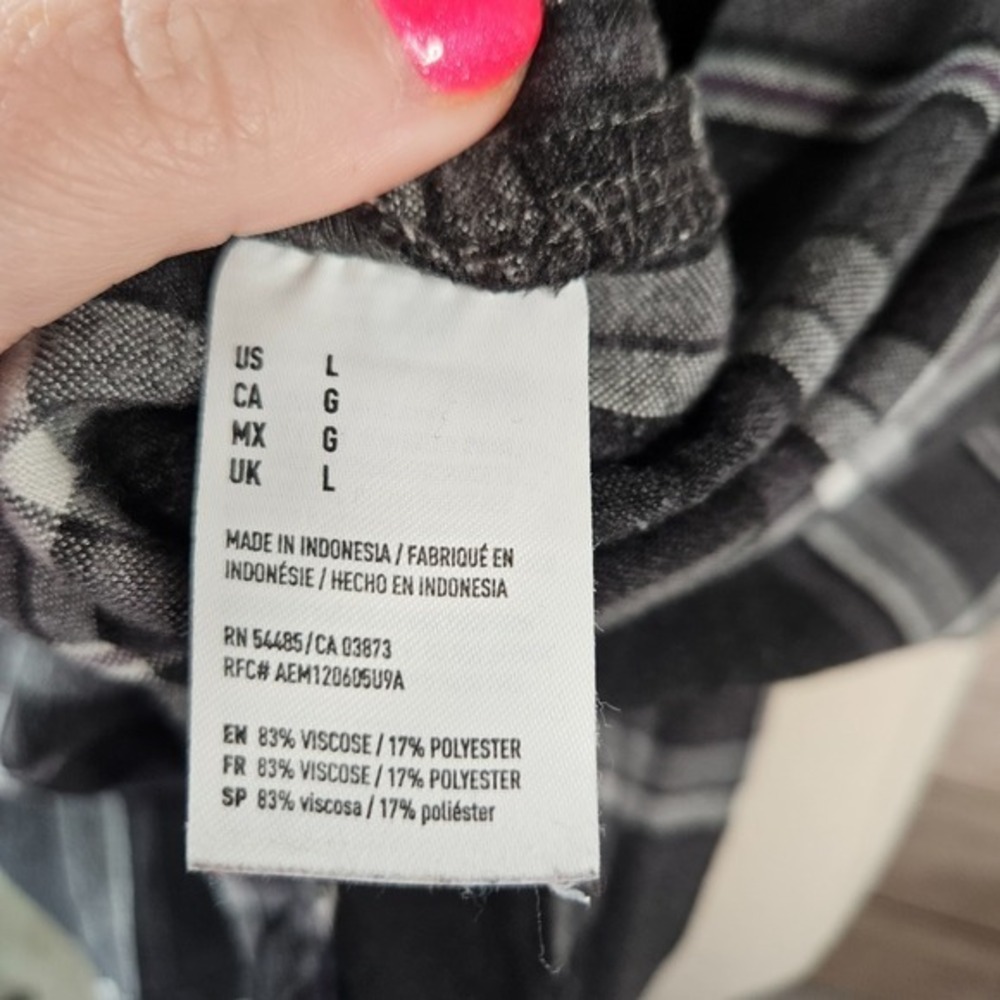American Eagle Boyfriend‎ Fit Plaid Flannel Long Sleeve Shirt L - Picture 6 of 7